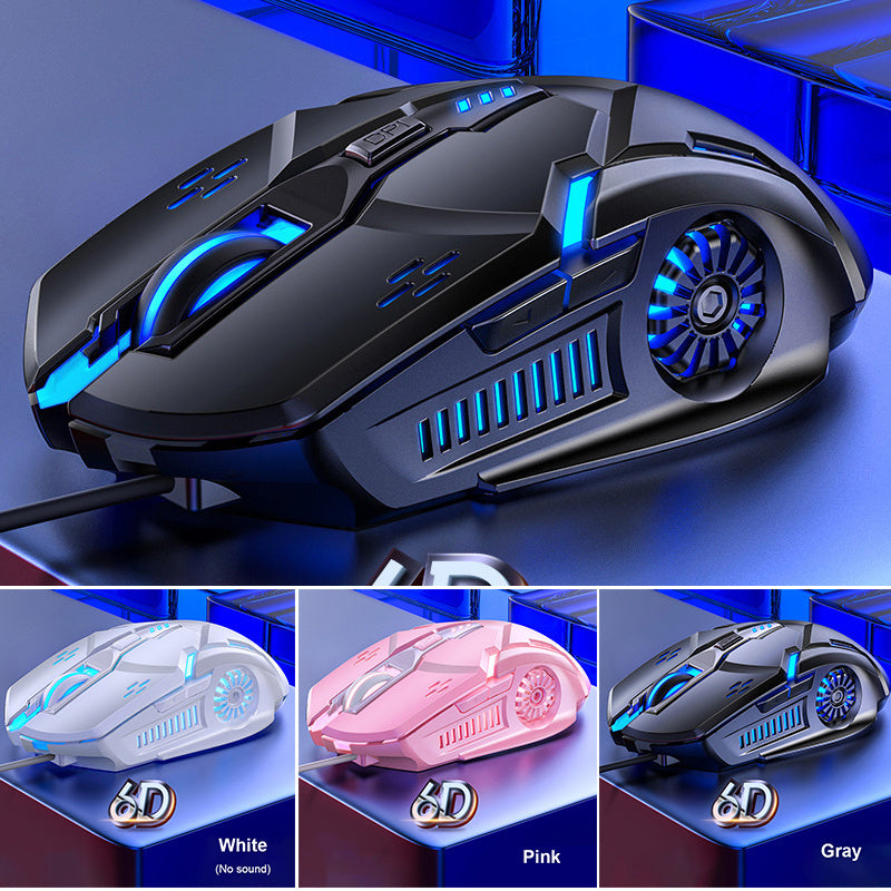 Wired RGB Gaming Mouse 6 Buttons 4-Speed 3200 DPI Silent Backlight for PC Laptop