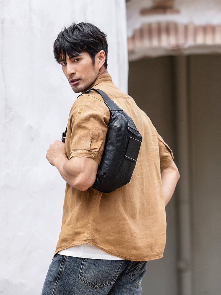 First Layer Cowhide Casual Messenger Bag Work Clothes One Shoulder