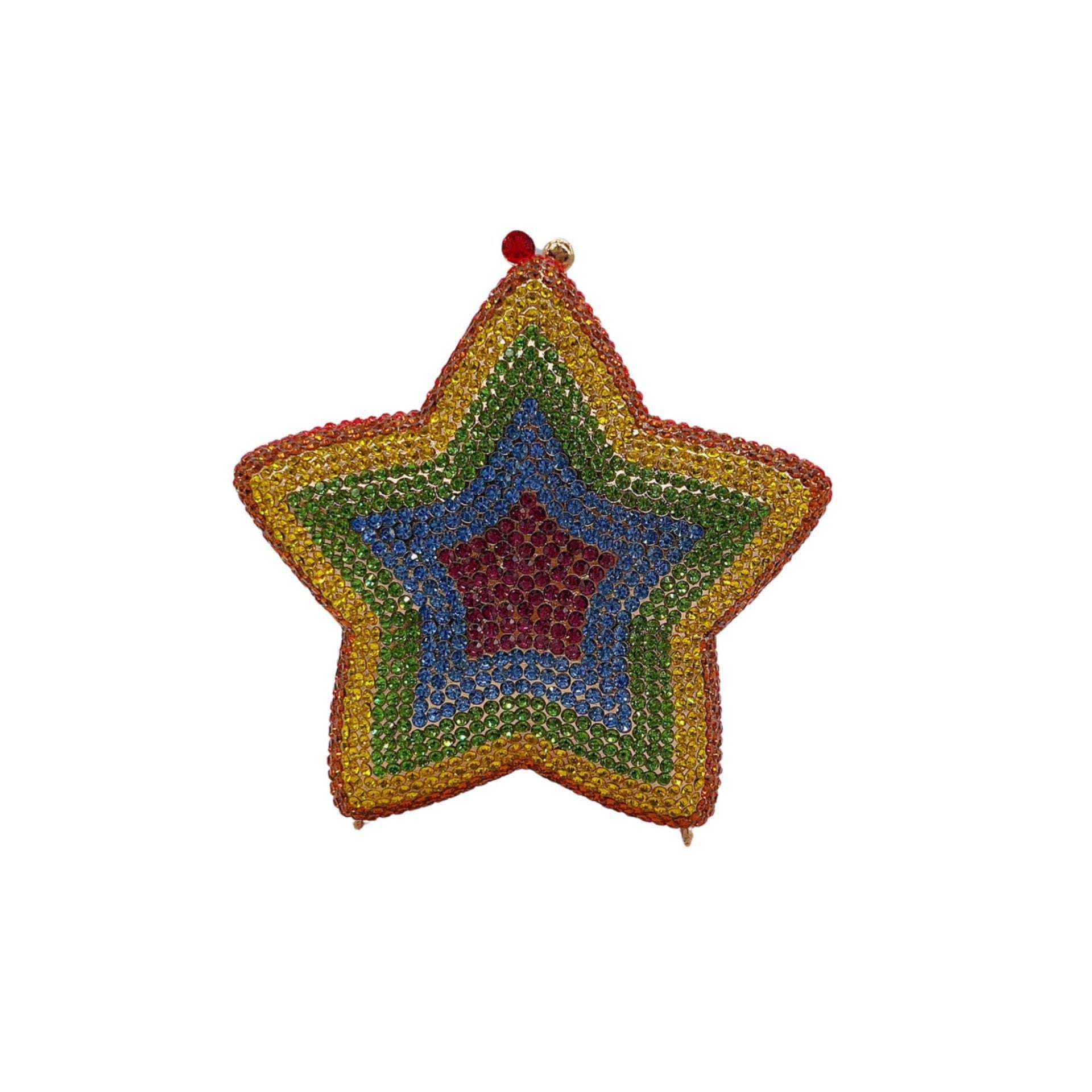 Little Star Studded Full Diamond Handbag with Colorful Gradient