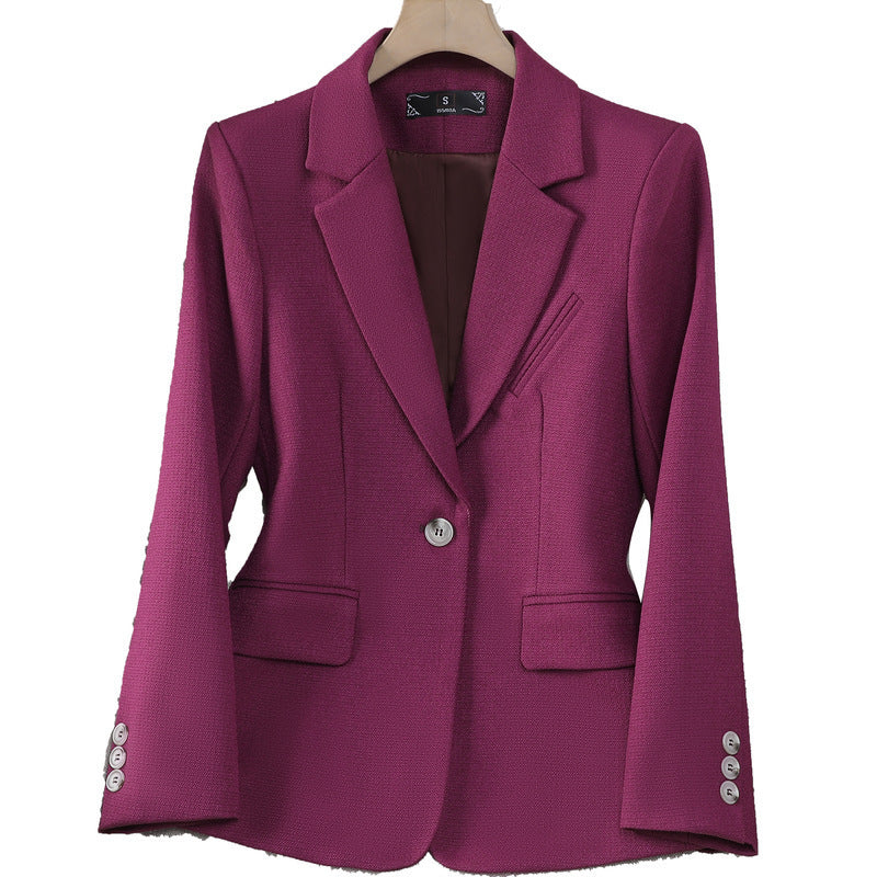 Autumn Winter Small Suit Top with 3D Effect and Pockets for Women