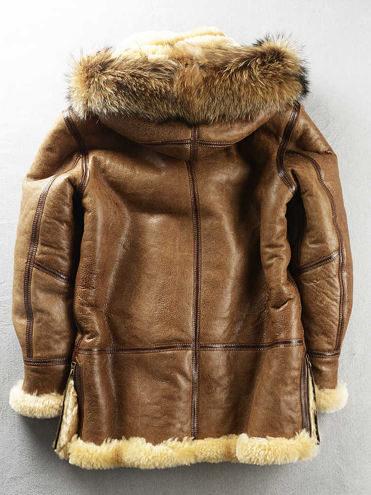 Multi-pocket Thick Long-haired Fur Leather Coat