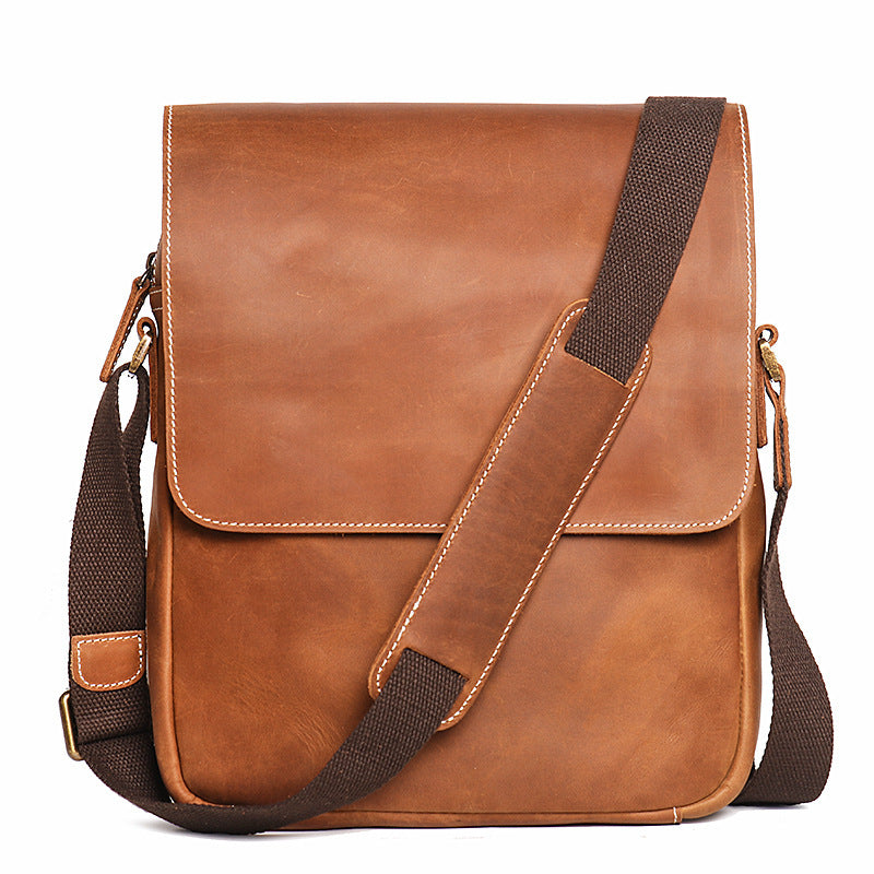 Sac à bandoulière vintage en cuir véritable fait main pour homme