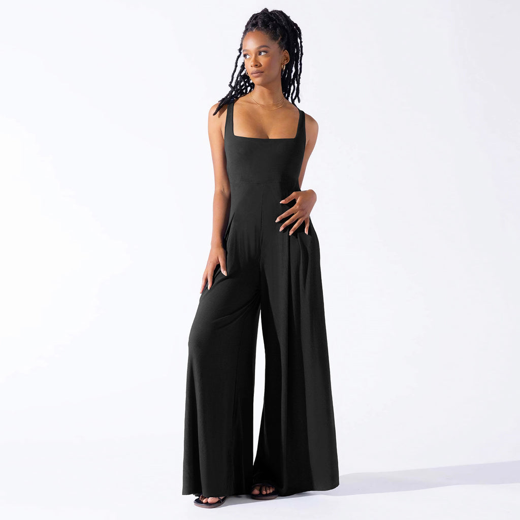 Casual Sleeveless Knitted Wide-Leg Jumpsuit