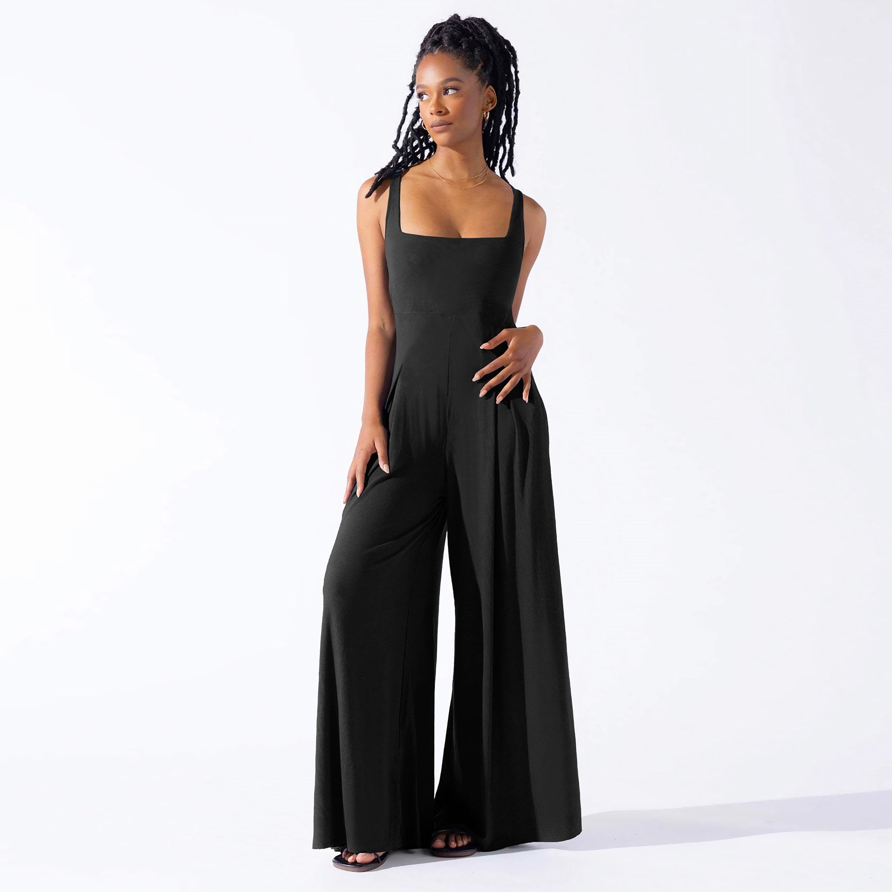 Casual Sleeveless Knitted Wide-Leg Jumpsuit