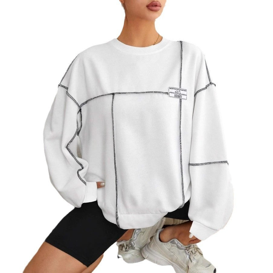 Loose Casual Round Neck Lantern Sleeve Women's Sweater