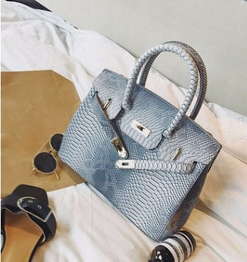 Snake Contrast Platinum Crossbody Bag Medium 31x24x15cm