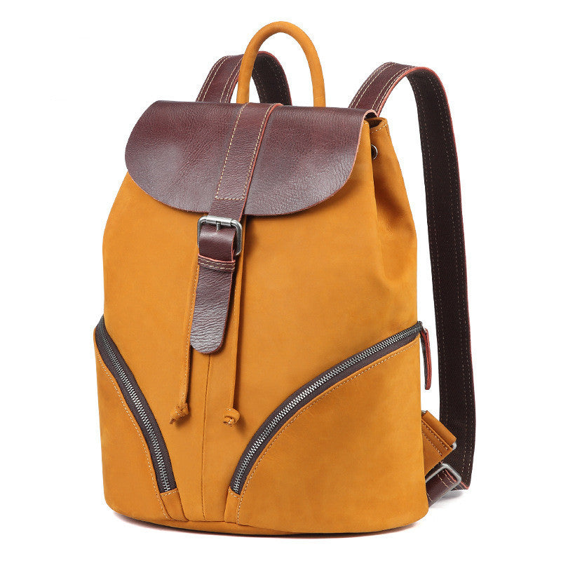 Fashion Contrast Color Ladies Cowhide Backpack 37CM