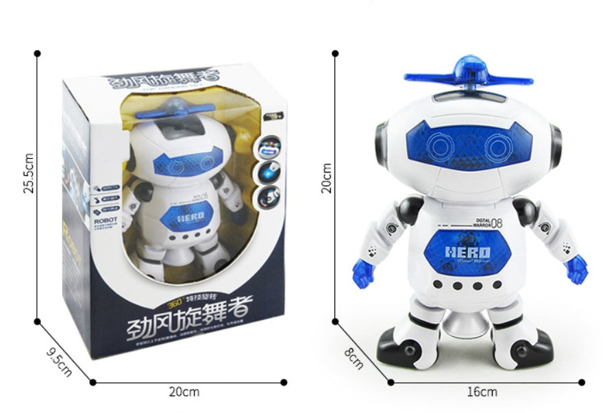 Jouet robot danseur spatial avec musique, voix et flash – Plastique 25,5x20x9,5CM