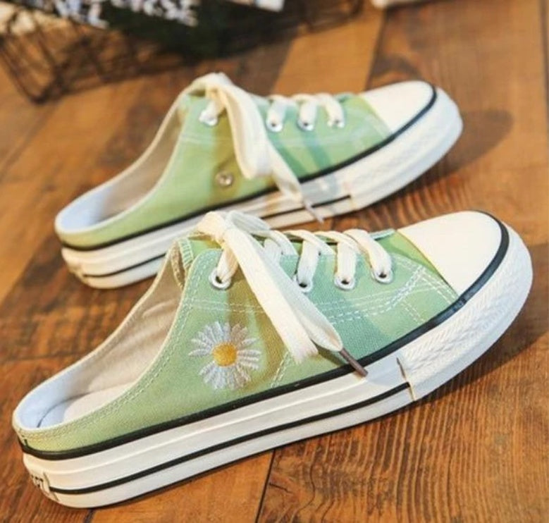 Baskets montantes en toile pour femme Little Daisies avec lien arrière