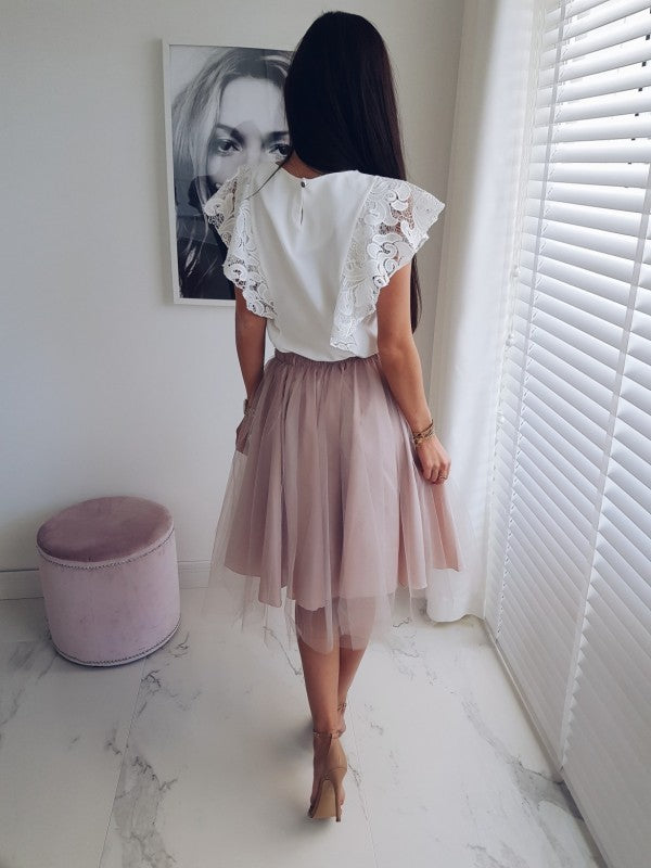 European & American Ladies Cotton Lace Short Sleeve Shirts