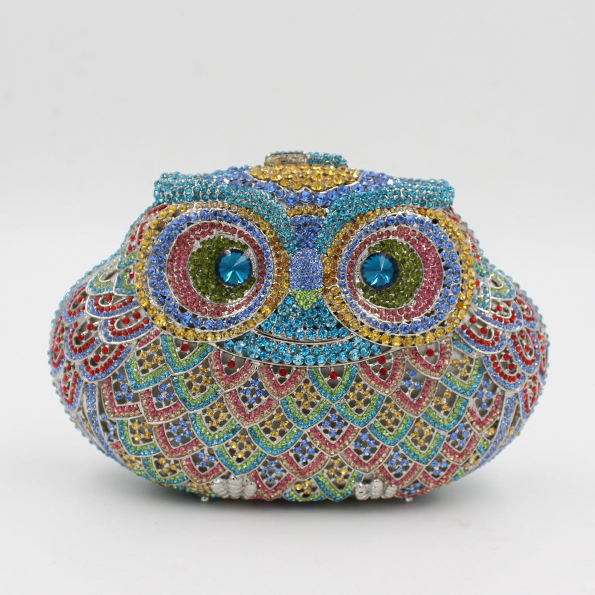 Pochette de soirée européenne et américaine pour femme en forme de hibou avec strass et diamants colorés