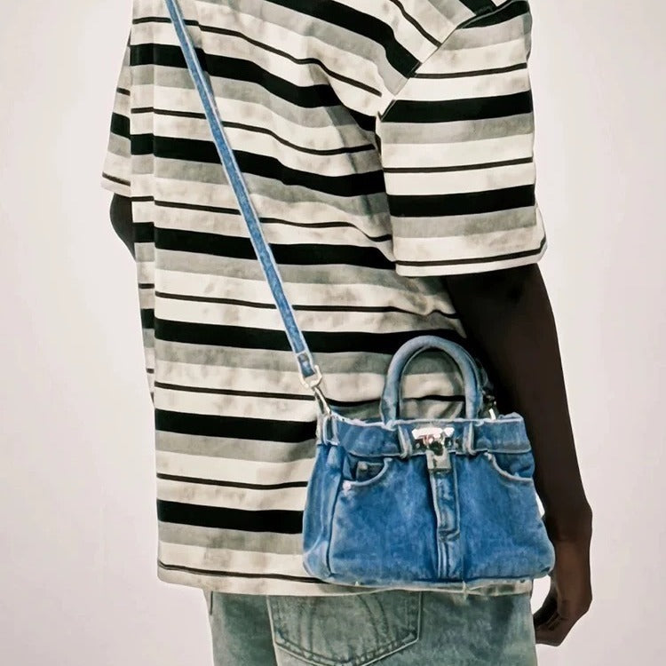 Retro Washed Denim Handbag Easy Matching
