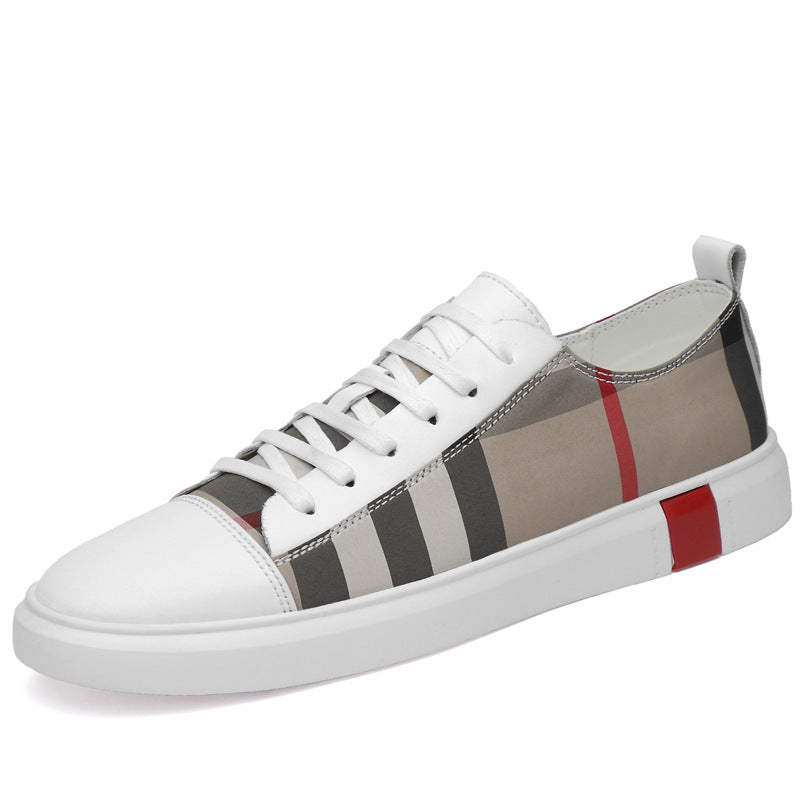 Leather Canvas Casual Shoes Flat Heel Round Toe
