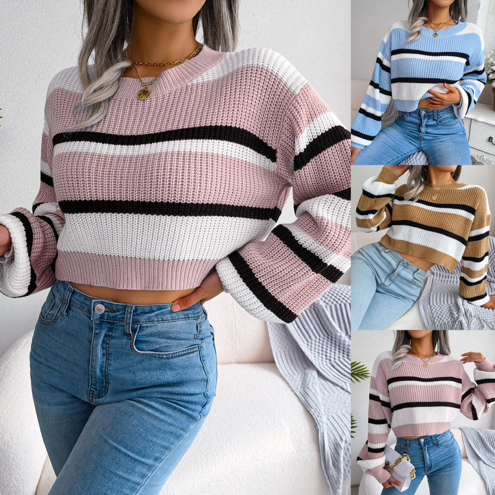 Pull en maille à col en V profond et manches longues, disponible en bleu, kaki et rose