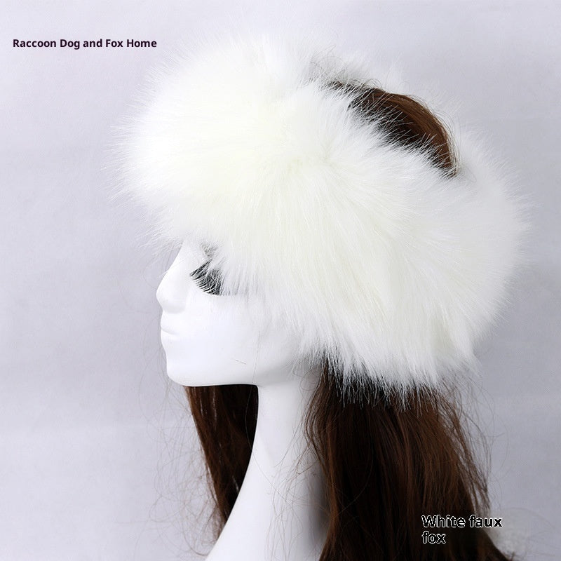 Elastic Faux Fox Fur Headband for Women – Winter Warmth & Windproof