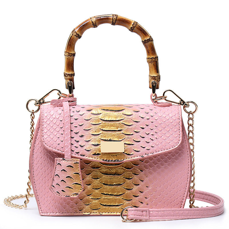 Snake Print PU Crossbody Bag with Magnetic Closure