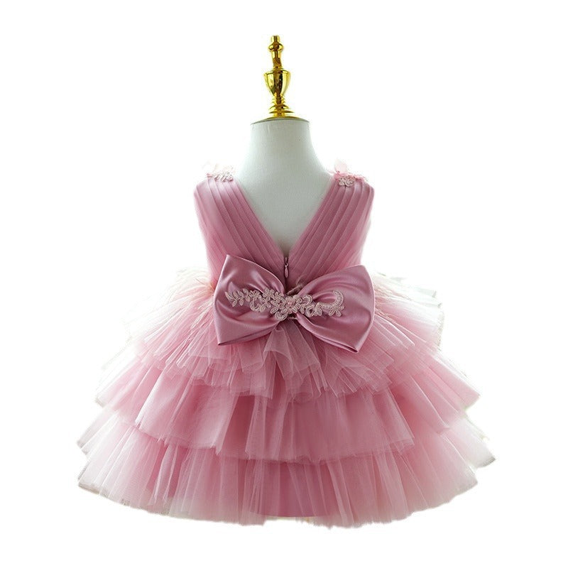 Girls Casual Loose Tulle Tutu Dress in Bean Flour, Sizes 80-160cm