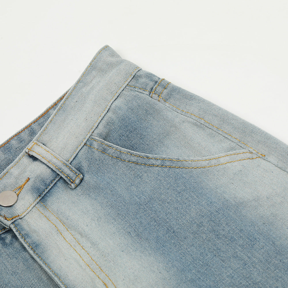Men's Inkjet Gradient Wide Leg Denim Trousers Hip Hop Style