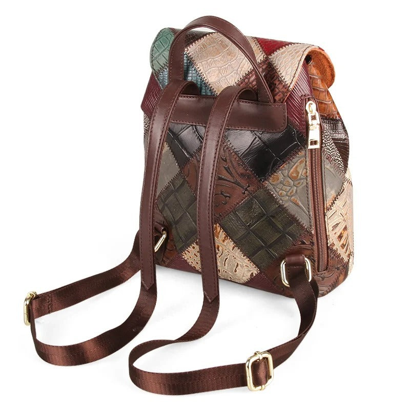 Sac à dos de voyage en cuir à cordon pour femme - Taille ordinateur 11 pouces, anti-éclaboussures