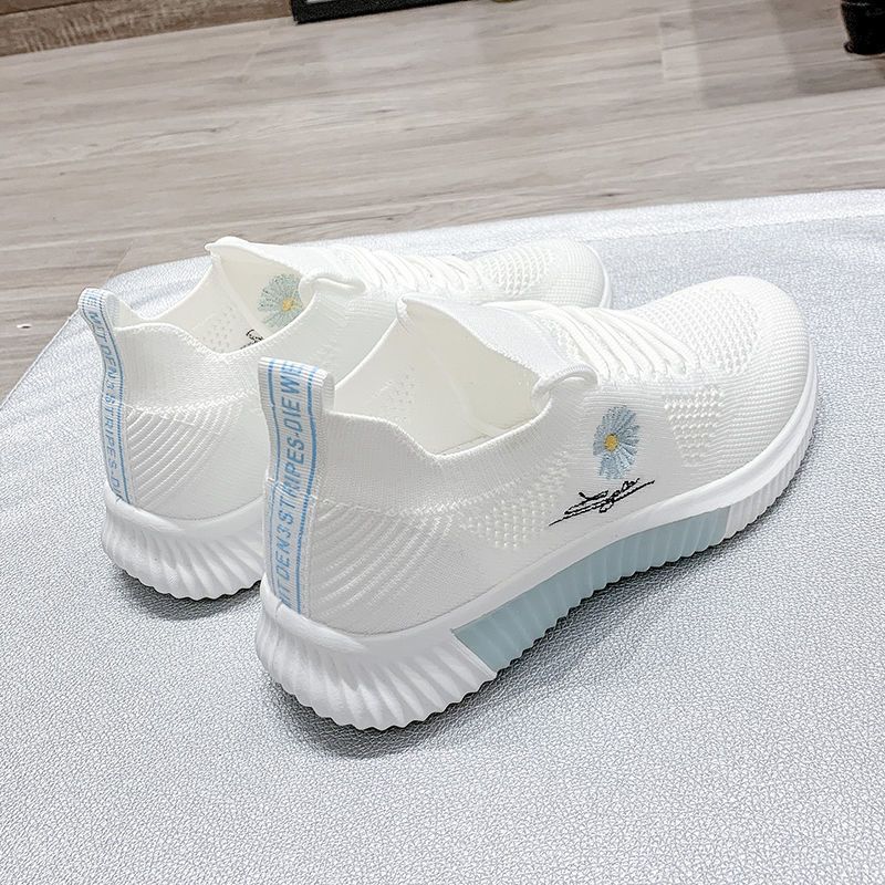 Chaussures basses blanches en mesh respirant Flyknit pour l'été