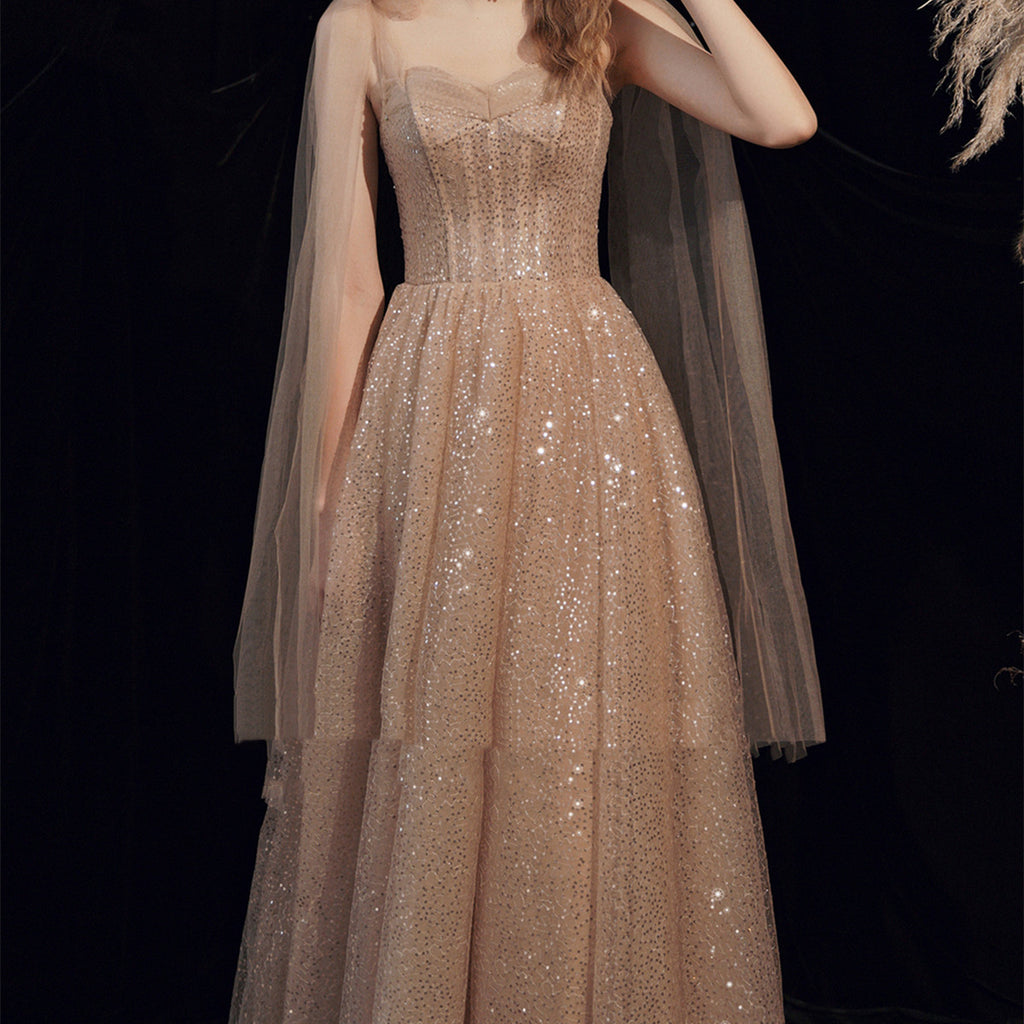 Women's Gold Bandage Wedding Dress Short Sleeve Long Skirt