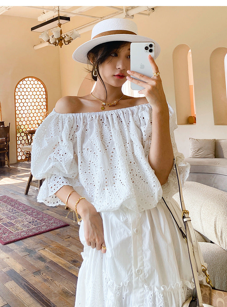 Chemisier en coton blanc de style français, à enfiler, S-XL
