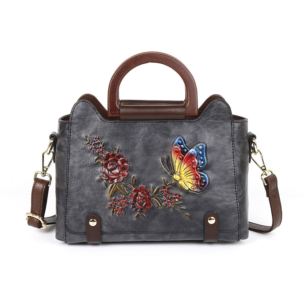 Leather Embossed Single Shoulder Crossbody Handbag