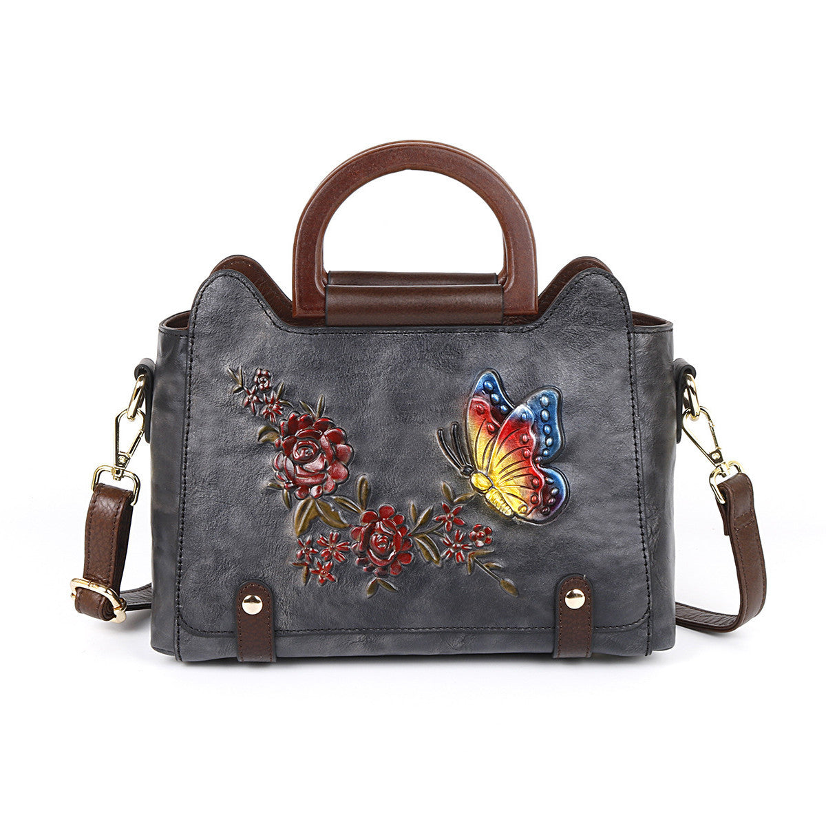 Leather Embossed Single Shoulder Crossbody Handbag