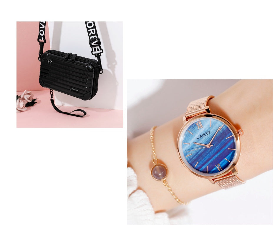 Mini Suitcase Messenger Bag for Women with Zipper Closure