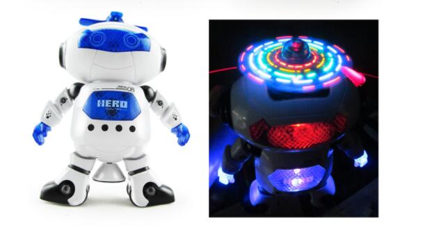 Jouet robot danseur spatial avec musique, voix et flash – Plastique 25,5x20x9,5CM