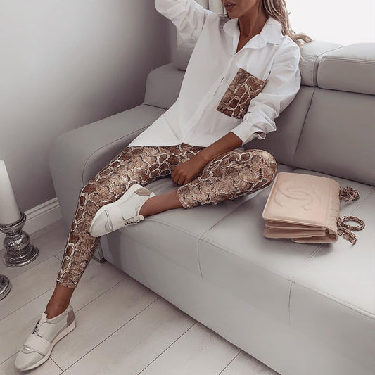 Snake print shirt with leggings