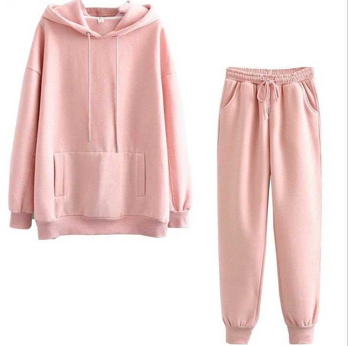 Two-Piece Casual Fleece Sweater and Straight Pants Set in Multiple Colors, Sizes S-XL