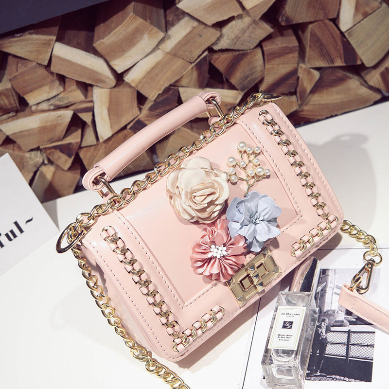 3D Flower PU Crossbody Bag with Single Shoulder Strap