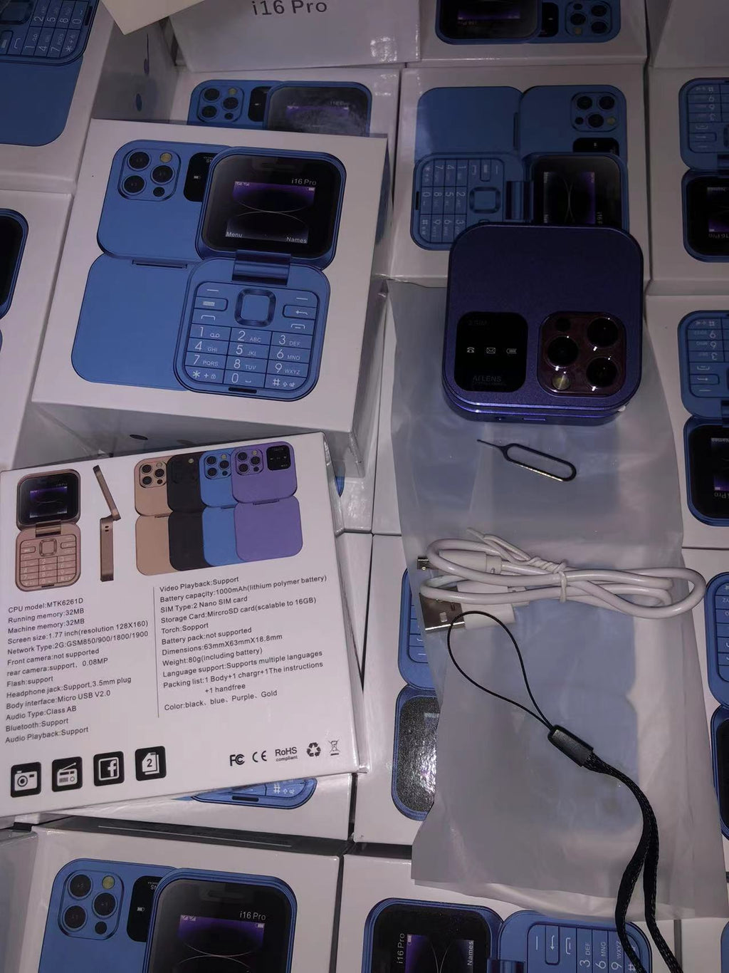 Téléphone portable à clapet Mini double SIM 2G à touches pour personnes âgées, GSM non-intelligent