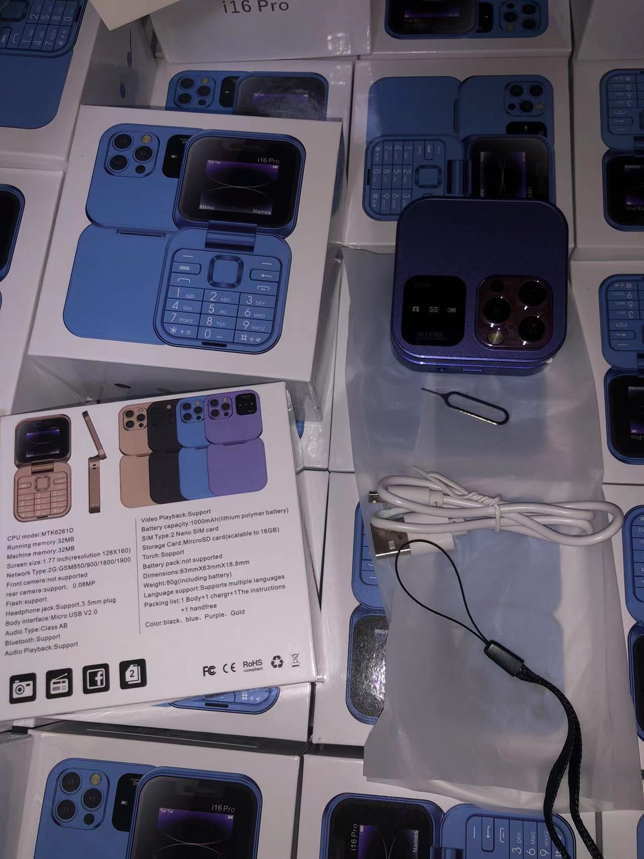 Téléphone portable à clapet Mini double SIM 2G à touches pour personnes âgées, GSM non-intelligent