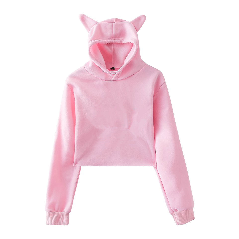 Sweat à capuche court pour femme – Manches longues – Pull – Streetwear – Haut de printemps