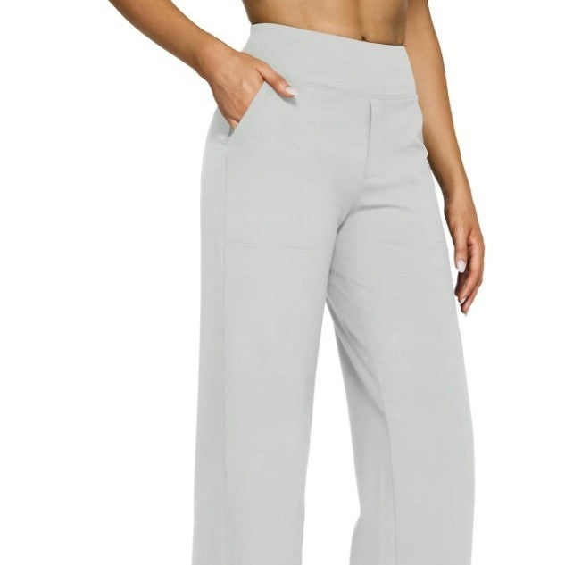 High Waist Knitted Straight Trousers with Pockets