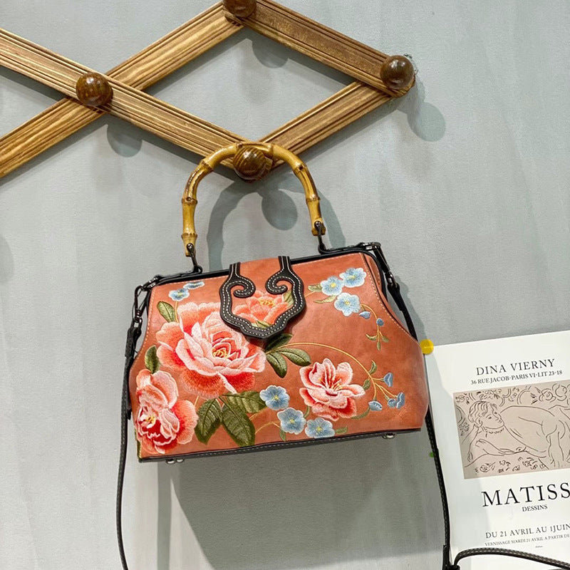 Sac à main carré moyen brodé Hanfu Cheongsam en coton et lin, style Tang