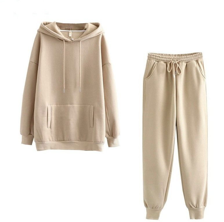 Two-Piece Casual Fleece Sweater and Straight Pants Set in Multiple Colors, Sizes S-XL