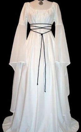 Robe d'Halloween pour femme, manches longues, col rond et ceinture, coupe asymétrique, costume de sorcière.