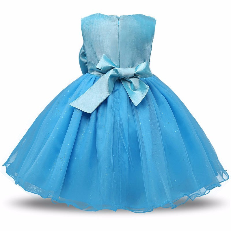 Princess Flower Girl Knee-Length Tutu Dress for Summer Wedding & Birthday Party
