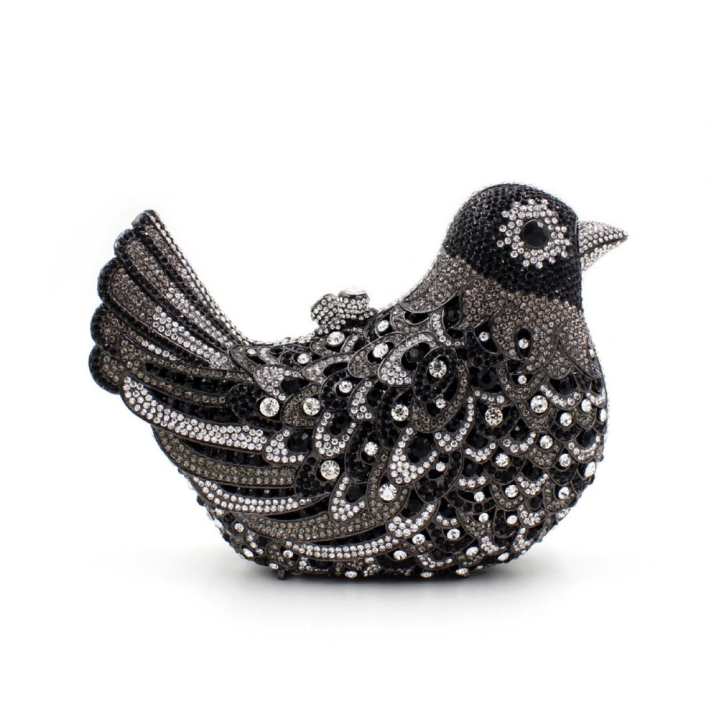 Bird and Peace Dove Rhinestone Dinner Bag 19x14x5.5cm Alloy Gem Clutch