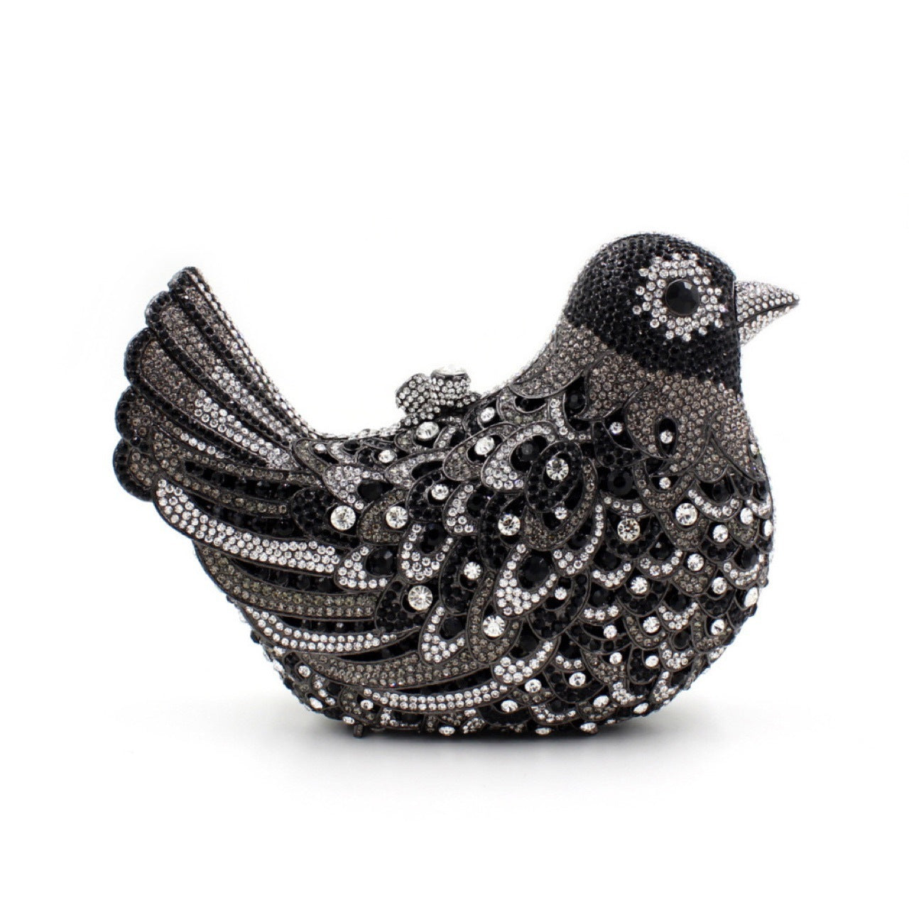 Bird and Peace Dove Rhinestone Dinner Bag 19x14x5.5cm Alloy Gem Clutch