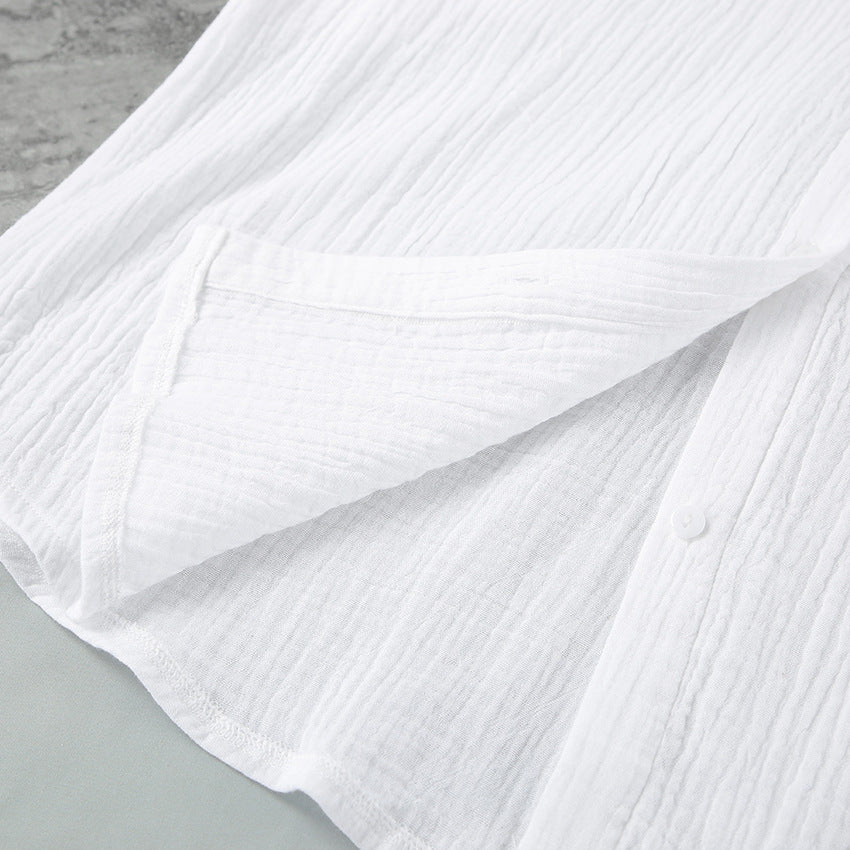 طقم بنطلون نسائي قطعتين أبيض قطن بأكمام طويلة S-XL
