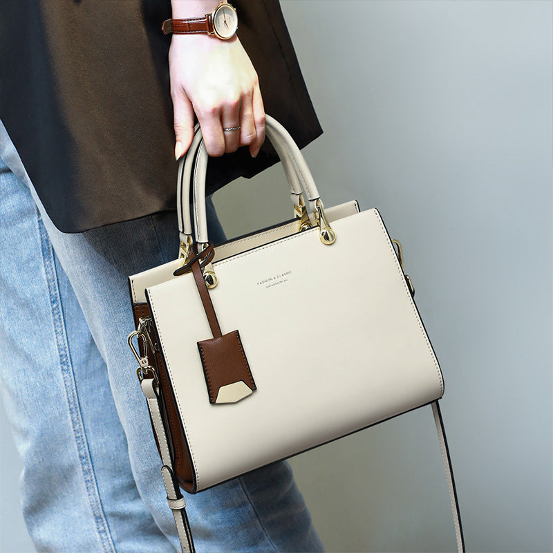 Large Capacity Cowhide Leather Messenger Tote Mommy Bag