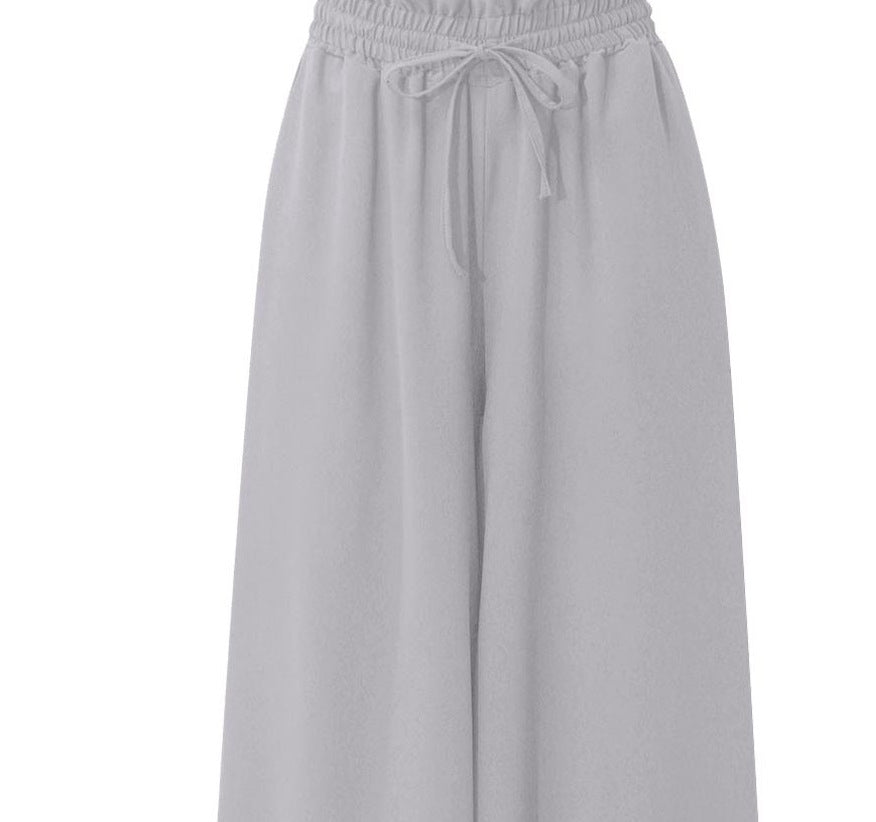 Women's Wide-leg Pants Elastic Waistband Wide Leg High Waist Long Culottes