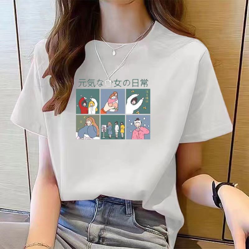 Women's Cute Bear Plus Size Cotton Short Sleeve T-shirt