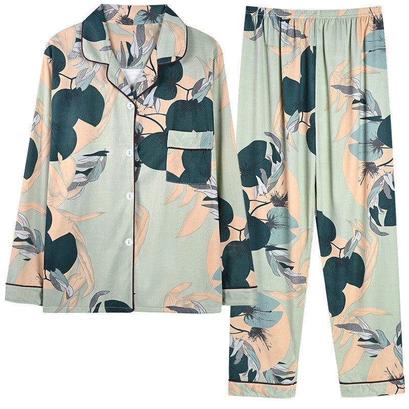 Ensemble de pyjama pour femme grande taille avec cardigan à revers et manches longues
