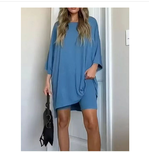 Ensemble short d'été pour femme, T-shirt ample à manches chauve-souris et pantalon slim