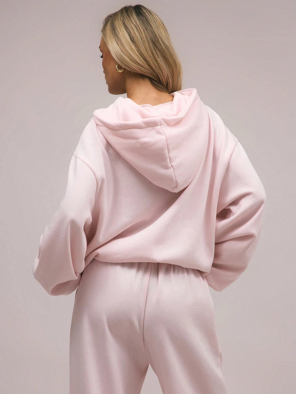 Oversized Pink Wool Hooded Sweatshirt for Women S-2XL
